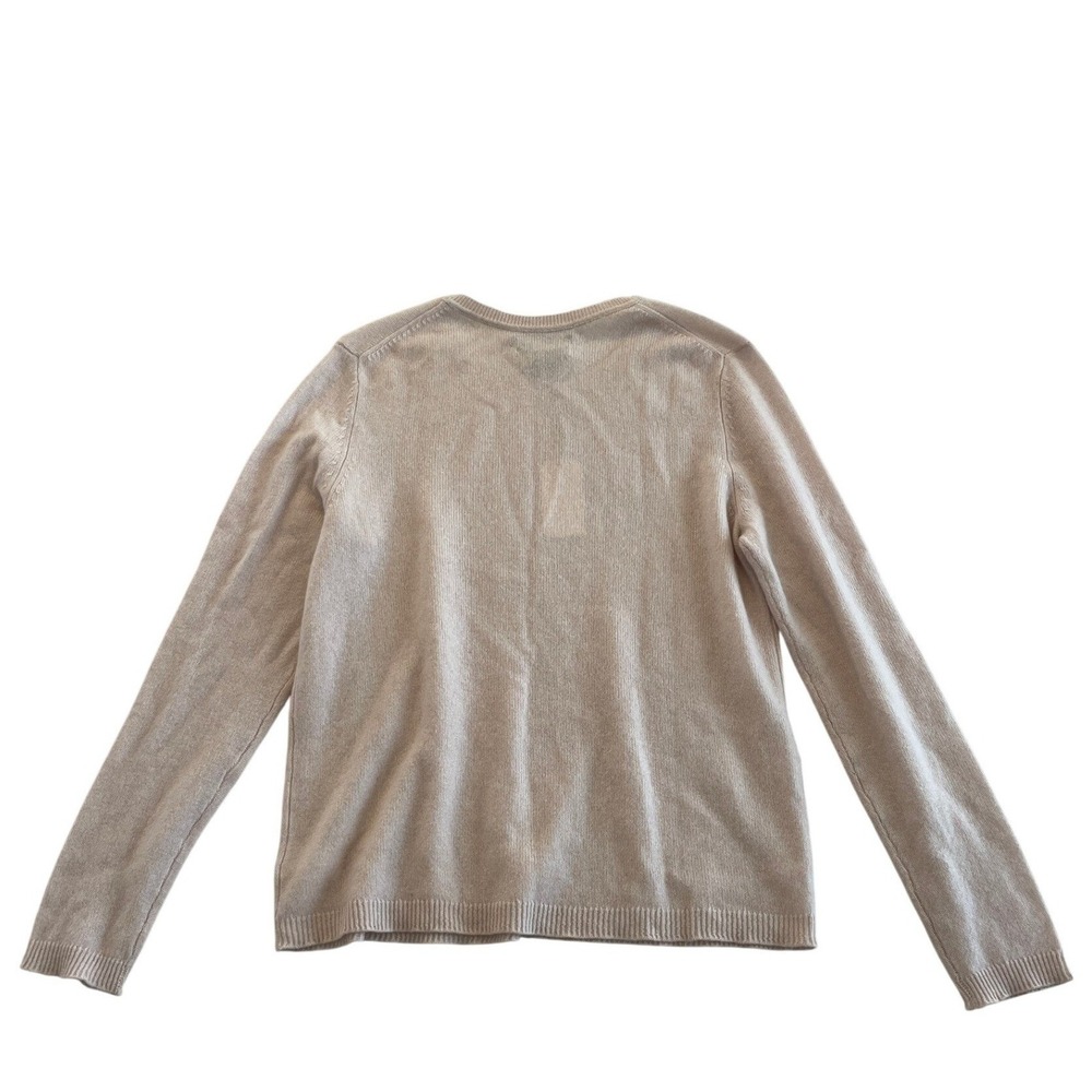 100% Cashmere Crewneck Sweater Light Pink XL DIY Embroidery Tahari Pure Luxe - Picture 2 of 6